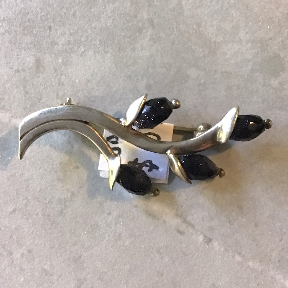 Sterling Silver with Iolite Leaf Brooch